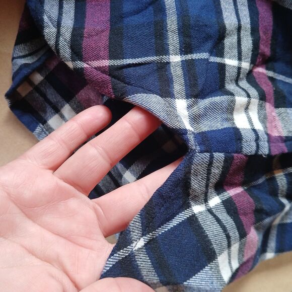 Jachs Girlfriend Blue Purple Plaid Soft Flannel Shirt Size XL Long Sleeve Hike - Picture 8 of 11